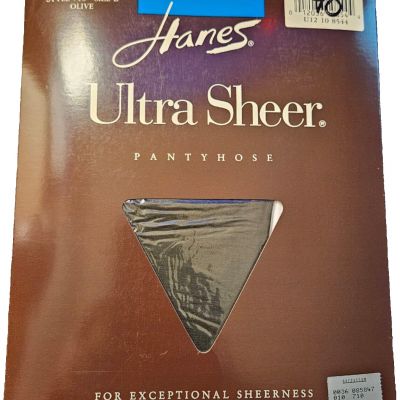 Hanes Ultra Sheer Pantyhose Control Top Sandal Foot Olive Size B NEW